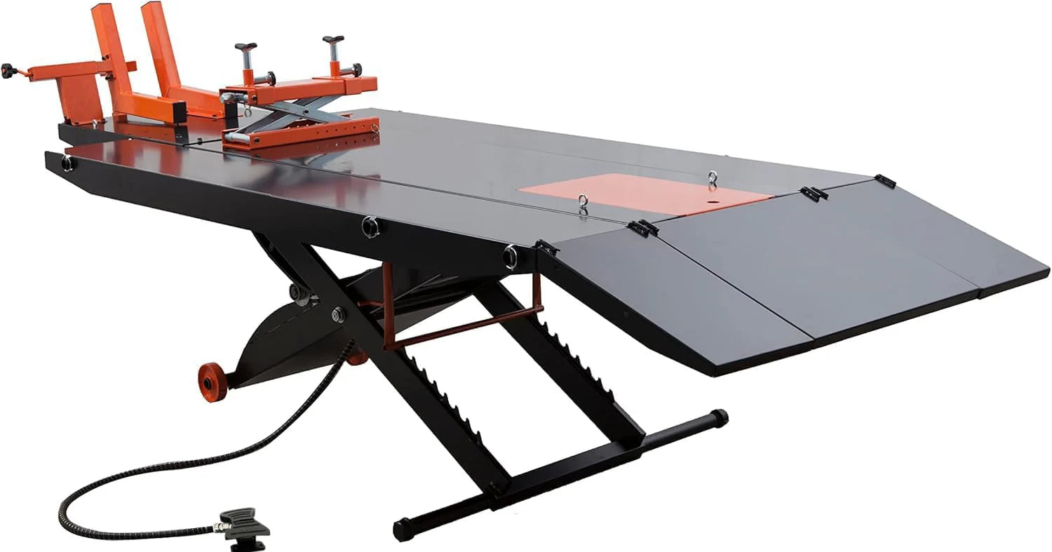 APlusLift MT1500X 1500LB Air-Operated Motorcycle & ATV Lift Table ?C 48" Wide with Side Extensions, 2-Year Warranty