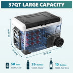 12 Volt Refrigerator, 53QT(50L) Electric Cooler, Portable Freezer 12V/24V DC 110-240V AC, 12V Fridge -4?H~68?H, 12V Cooler with Wheels & 2 Baskets for Travel, Truck, Boat, Camping
