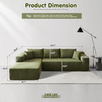 ovios 104" Cloud Sectional Couch with L-Shape Chaise,Modern Modular Sofa with Deep Seat, Upholstered Couches for Living Room Bedroom,No Assembly Required, Grey (Plush Corduroy Fabric)