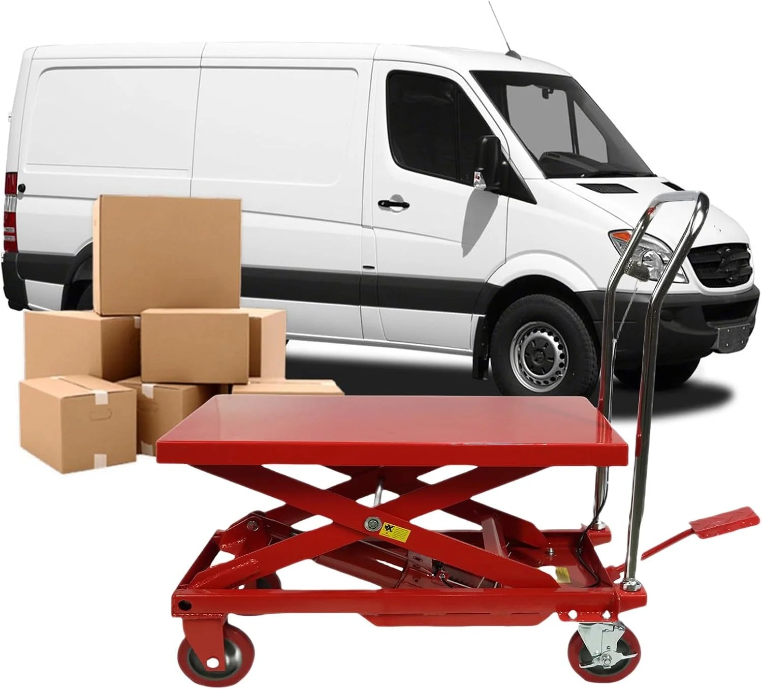 660LBS Hydraulic Lift Table Cart ?C 31" Lift Height, Double Scissor Design with 4 Wheels & Non-Slip Pad for Material Handling