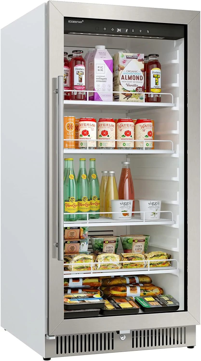 EdgeStar VBM101 22" Wide 10.1 Cu. Ft. Commercial Beverage Merchandiser ?C Stainless Steel, Temp Alarm, Reversible Door