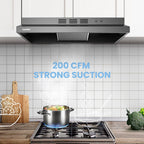 Comfee 30" Under Cabinet Ducted/Ductless Convertible Slim Vent Durable Stainless Steel Kitchen Reusable Filter