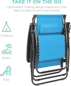 Best Choice Products Folding Zero Gravity Recliner Patio Lounge Chair Adjustable Canopy Shade
