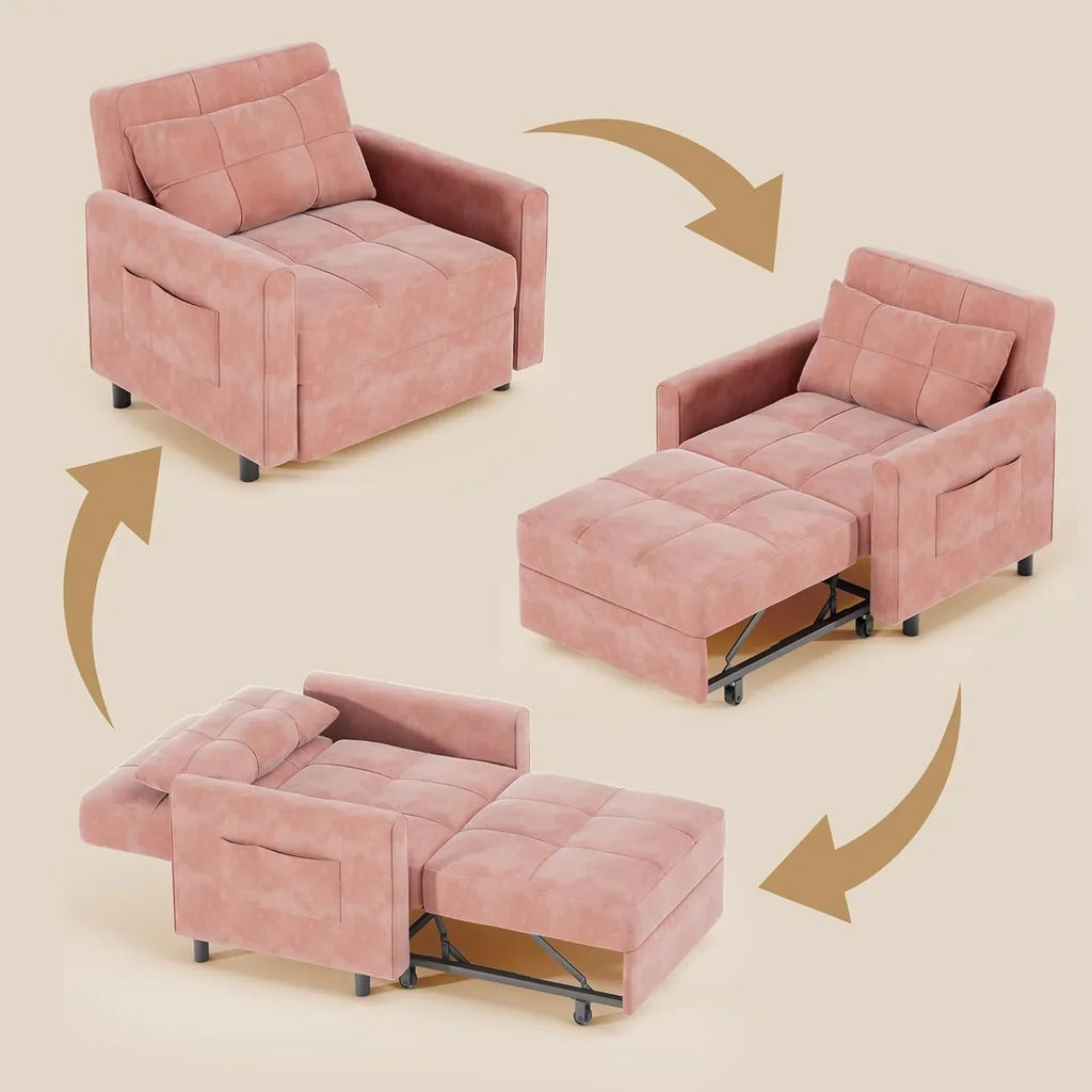 Sofa Bed Chair 3 in 1 Convertible Pullout Single Sleeper Chair Bed Spacious Multifunctional Sofa