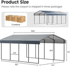 10'x15' Heavy Duty Metal Carport Outdoor Garage Car Shelter Shade with Heavier Frame