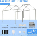 6x8 ft Heavy Duty Carport Tent Portable Garage Removable Side Walls Four Seasons Tarpaulin