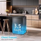 R.W.FLAME Chest Freezer 3.5 Cubic Feet with Baskets
