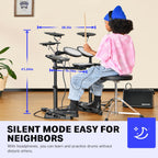 Donner Electric Drum Set For Kids Beginner, 68+ Sounds, Quiet Mesh Pad