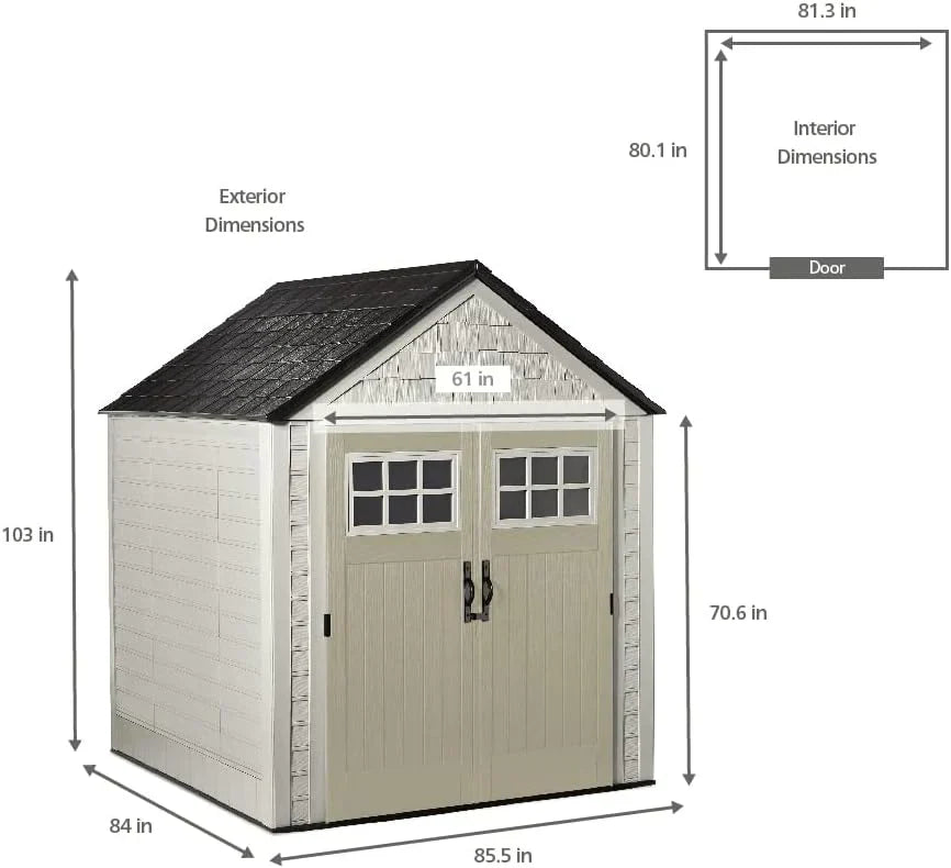 Rubbermaid Resin Outdoor Storage Shed With Floor Weather Resistant Gray Organization for Home