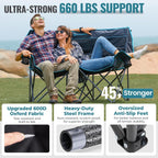 Double Camping Chair with Cooler 3-Person Folding Extra Large Camping Chair with 1000-Pound Load Capacity