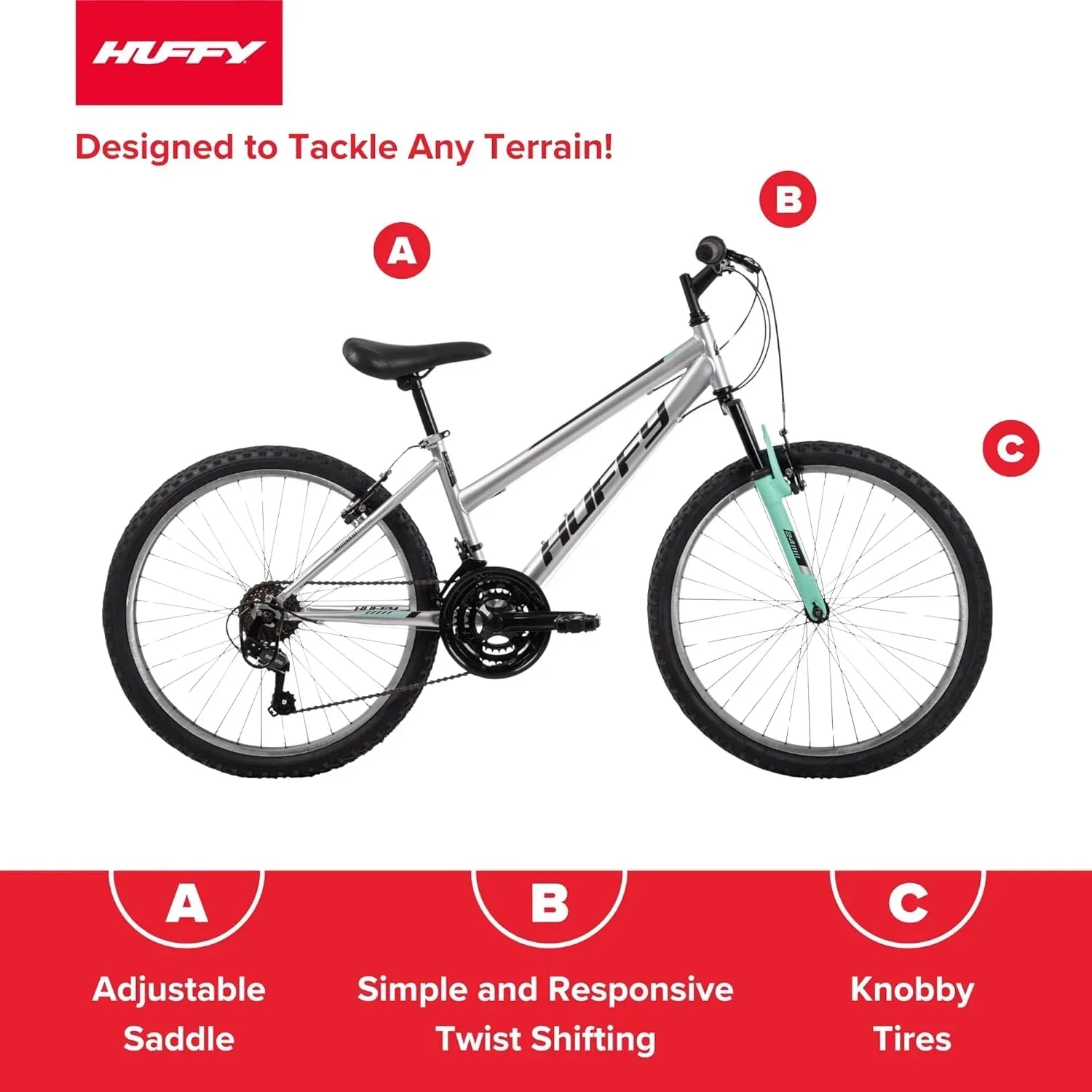 Huffy Stone Mountain Hardtail Mountain Bike for Boys/Girls/Men/Women 20"/24"/26" Sizes
