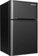 EUHOMY 3.2 Cu.Ft Mini Fridge with Freezer ?C 2-Door Compact Refrigerator for Bedroom, Dorm, Office or Apartment, Silver