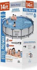 Steel Pro MAX 10 Foot x 30 Inch Round Metal Frame Above Ground Backyard Swimming Pool Set