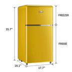 WANAI Small Refrigerator,3.5 Cu.Ft Two Door Mini Refrigeratorwith Freezer,Yellow
