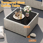 UDPATIO Outdoor Patio Furniture Set, 7-Piece PE Wicker Sectional Sofa with Tea Table, Outdoor Conversation Set