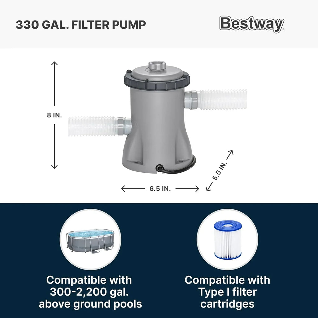 Power Steel 14' x 8'2" x 39.5" Oval Above Ground Pool Set Includes 530gal Filter Pump Ladder