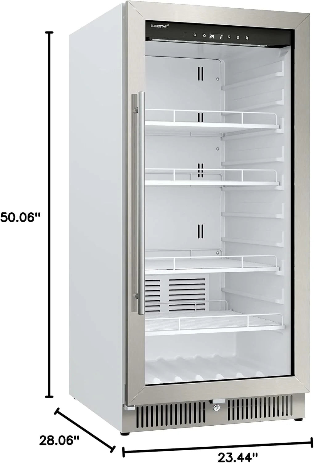 EdgeStar VBM101 22" Wide 10.1 Cu. Ft. Commercial Beverage Merchandiser ?C Stainless Steel, Temp Alarm, Reversible Door