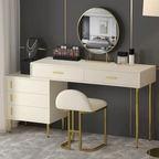 Modern Blue Makeup Vanity Set Retracted Dressing Table Cabinet&amp;Stool&amp;Mirror Included