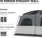 CORE Straight Wall Cabin Tents | 10 Person / 11 Person / 12 Person Large Multi Room Family Tents for Car Camping & Outdoor Adventures