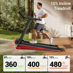 Home Treadmill 15% Incline Treadmill 3.0 hp Quiet Brushless Dual Cushion System