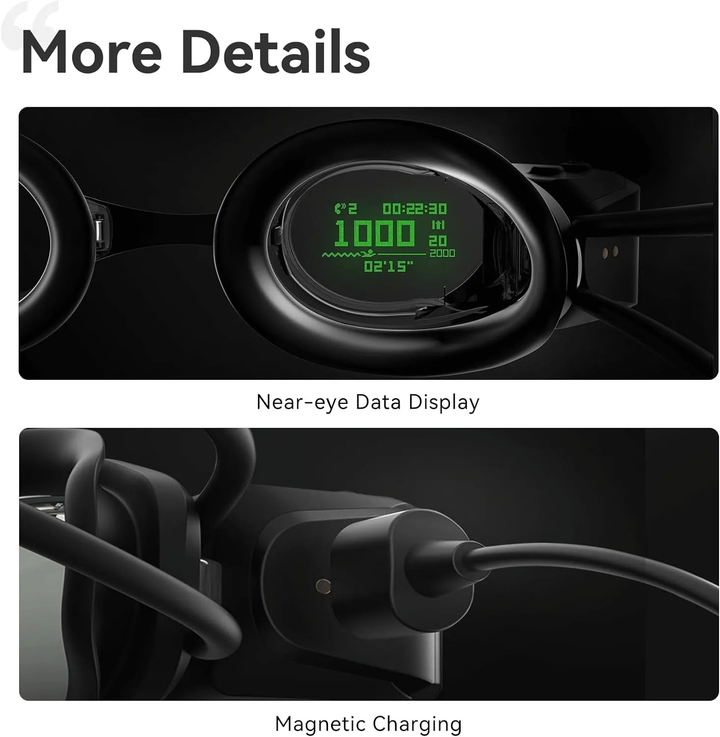 2s AR Smart Swim Goggles Anti-fog Swimming Goggles Fitness Tracker That Shows Your Metrics, Compatible with Open Water Mode