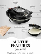 PIEZANO Crispy Crust Pizza Oven by Granitestone  ?Electric Pizza Oven Indoor Portable  12 Inch Indoor Pizza Oven Countertop  Pizza Maker Heats up to 800?F for Stone Baked Pizza at Home As Seen on TV