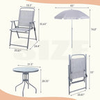 Vongrasig 6 Piece Folding Patio Dining Set Small Metal Outdoor Garden Patio Table and Chair Set