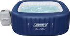 Coleman SaluSpa Atlantis AirJet 4 to 6 Person Inflatable Hot Tub Square Portable Outdoor Spa with 140 Soothing Jets with Cover, Blue