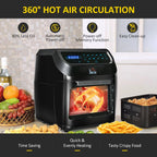 GVJMTKP 12 QT Air Fry Oven 8 In 1 Countertop Oven Combo with Air Fry Roast Broil Bake and Dehydrate 1700W with Accessories and LED Display Black