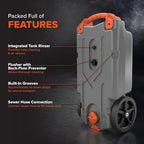 36-Gallon Portable Camper / RV Tote Tank - Features Large Heavy-Duty No-Flat Wheels & Built-In Gate Valve - Removable Steel Tow Adapter, 3 ?RV Sewer Hose & More RV Accessories (39006)