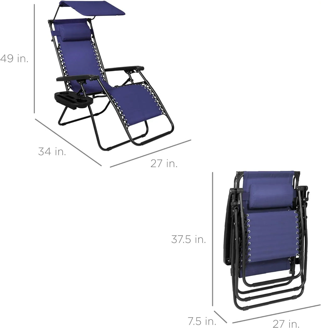 Best Choice Products Folding Zero Gravity Recliner Patio Lounge Chair Adjustable Canopy Shade