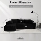 ovios 104" Cloud Sectional Couch with L-Shape Chaise,Modern Modular Sofa with Deep Seat, Upholstered Couches for Living Room Bedroom,No Assembly Required, Grey (Plush Corduroy Fabric)