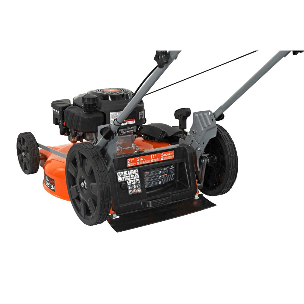 YARDMAX 21 In. 170Cc 3-In-1 Gas Walk behind Push Lawn Mower with High Rear Wheels