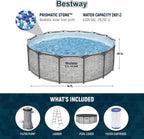Steel Pro MAX 14 Foot x 48 Inch Round Metal Frame Above Ground Outdoor Swimming Pool Set with 1,000 Filter Pump, Ladder, and Cover, Gray