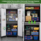 Aobabo 73''H Metal Garage Storage Cabinet with Wheels,Steel Cabinets with 2 Doors and 4 Adjustable Shelves for Home Office,Required Assembly,Black