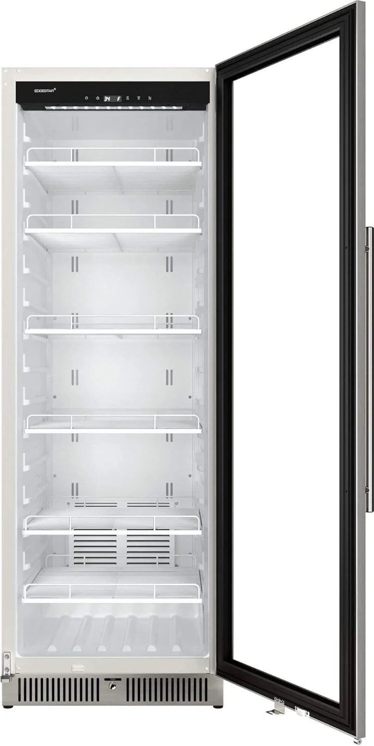 EdgeStar VBM101 22" Wide 10.1 Cu. Ft. Commercial Beverage Merchandiser ?C Stainless Steel, Temp Alarm, Reversible Door