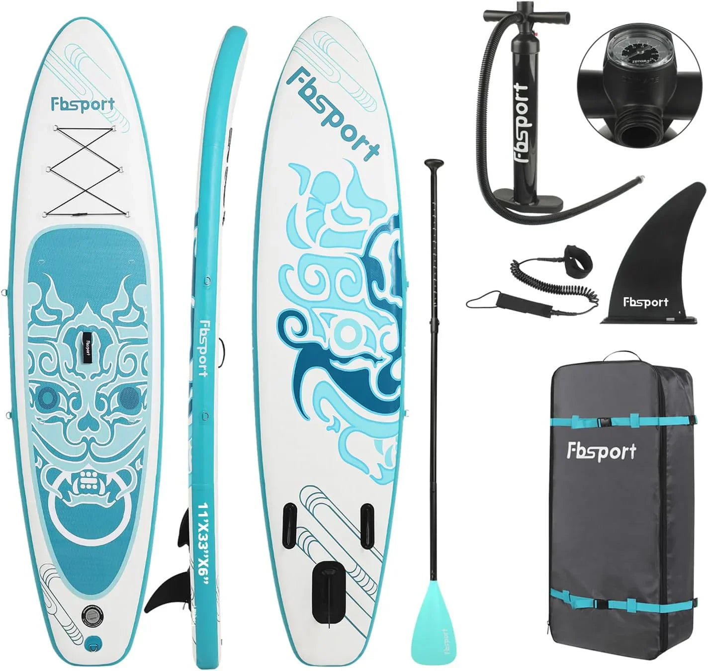FBSPORT 11' Premium Stand Up Paddle Board Yoga Board with Durable SUP Accessories Carry Bag