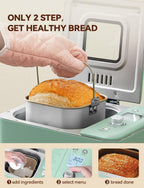 Neretva Bread Maker, 20-IN-1 2LB Bread Machine Dual Heater Bread Maker Machine Automatic with Nonstick Ceramic Pan, 15H Timer & 1H Keep Warm Set, Low Noise, Stainless Steel Breadmaker Recipe-Green