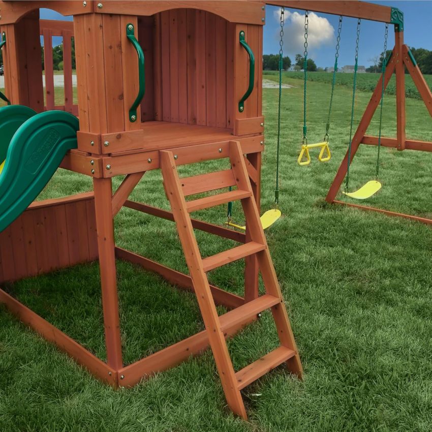 Backyard Discovery Atlantis Cedar Wood Swing Set with Clubhouse and Slide