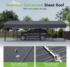 10'x15' Heavy Duty Metal Carport Outdoor Garage Car Shelter Shade with Heavier Frame