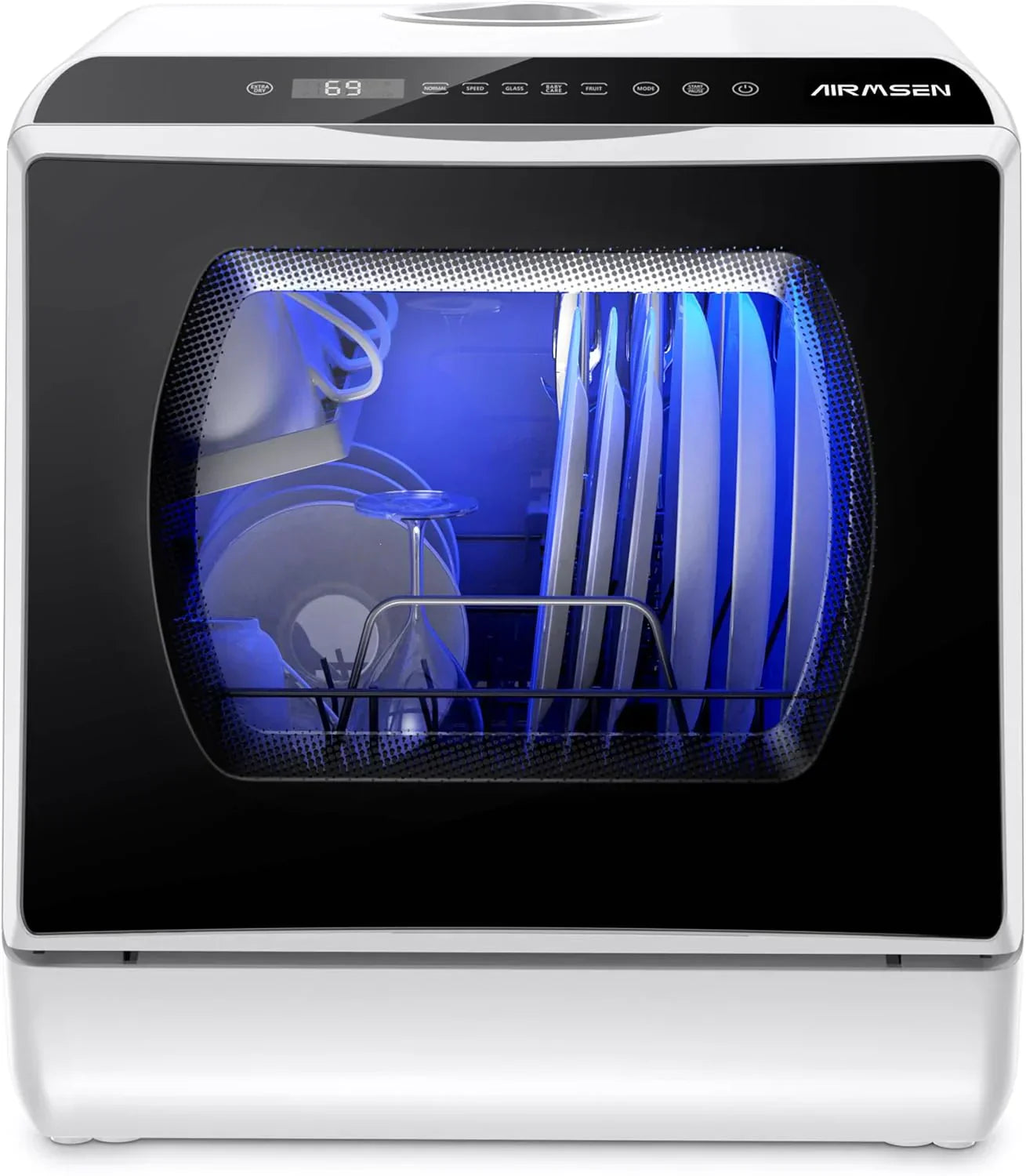 AIRMSEN portable tabletop dishwasher 5 washing programs mini dishwasher