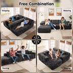 ovios 104" Cloud Sectional Couch with L-Shape Chaise,Modern Modular Sofa with Deep Seat, Upholstered Couches for Living Room Bedroom,No Assembly Required, Black (Corduroy Fabric)