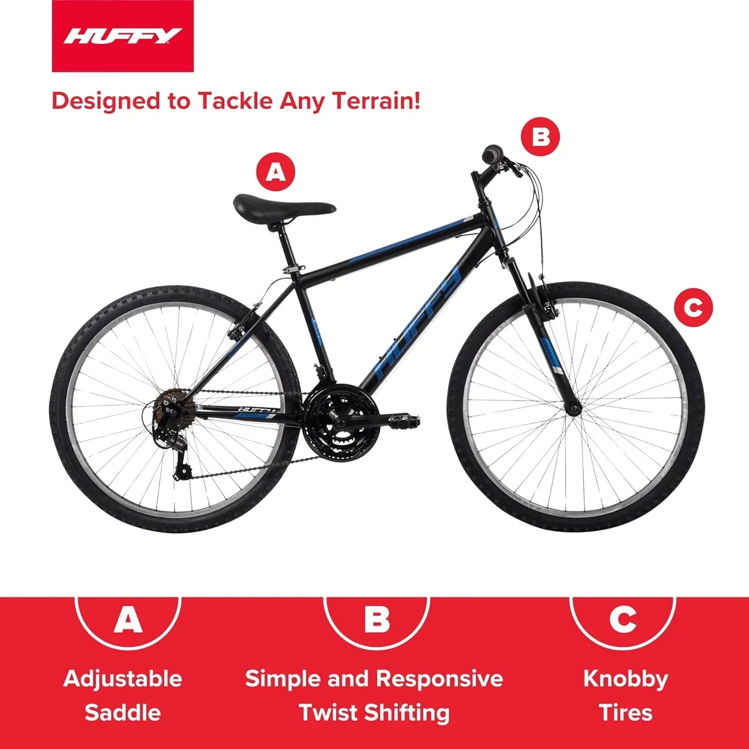 Huffy Stone Mountain Hardtail Mountain Bike for Boys/Girls/Men/Women 20"/24"/26" Sizes