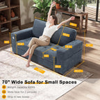 Hanherry 89" Sofa for Living Room, Modern Comfy Sofa with Medium Firm Seat Cushion, Removable Cover,Wide Armrest,USB/Type-C Port,Chenille Fabric Couches for Small Space,Apartment