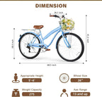 WEIZE Beach Cruiser Bike 26 inch Commuter Bicycle for Adult Men and Women 7-Speed/High-Carbon