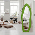 Cloud-Shaped Full Length Floor Mirror with Velvet Frame and Steel Stand