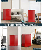 Upstreman 3.2 Cu.Ft Mini Fridge Freezer Single Door Fridge Dorm Fridge Adjustable Thermostat