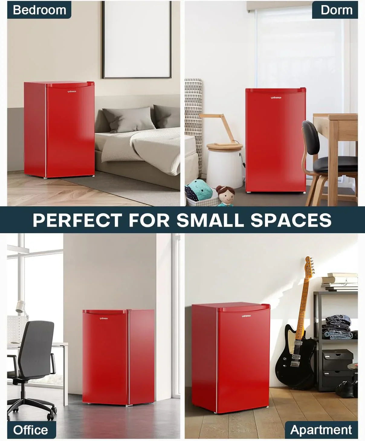 Upstreman 3.2 Cu.Ft Mini Fridge Freezer Single Door Fridge Dorm Fridge Adjustable Thermostat