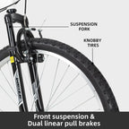 WEIZE Mountain Bike 26 27.5 inch Outdoor Hybrid Bikes 18-Speed High-Carbon Steel Full Suspension