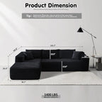 ovios 104" Cloud Sectional Couch with L-Shape Chaise,Modern Modular Sofa with Deep Seat, Upholstered Couches for Living Room Bedroom,No Assembly Required, Black (Corduroy Fabric)